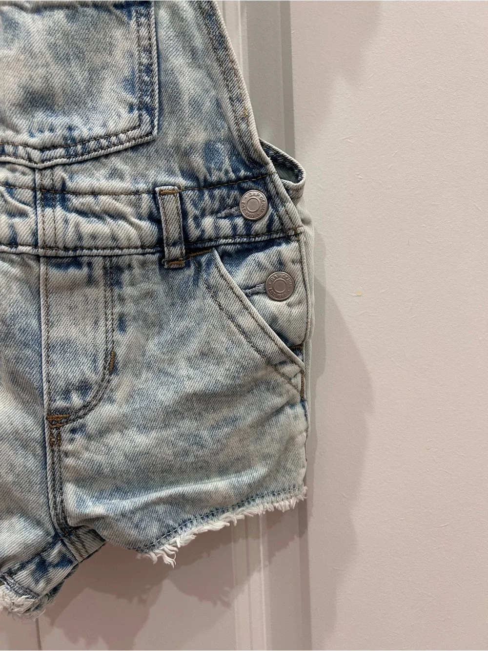 GAP Light Wash Denim Shortall Romper